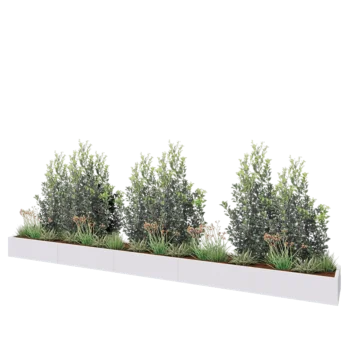 Plieninis lauko vazonas XXL - Stačiakampis - 500 x 50 x 30 cm - RAL9010 matinė (balta) - Su dugno plokšte