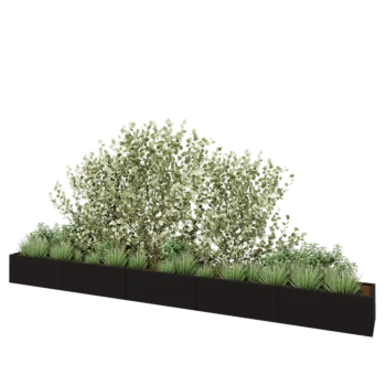 Plieninis lauko vazonas XXL - Stačiakampis - 500 x 50 x 40 cm - RAL9005 matinė (juoda) - Su dugno plokšte