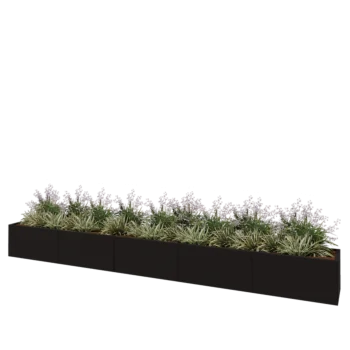 Plieninis lauko vazonas XXL - Stačiakampis - 500 x 50 x 50 cm - RAL9005 matinė (juoda) - Be dugno plokštės