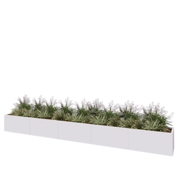 Plieninis lauko vazonas XXL - Stačiakampis - 500 x 50 x 50 cm - RAL9010 matinė (balta) - Su dugno plokšte