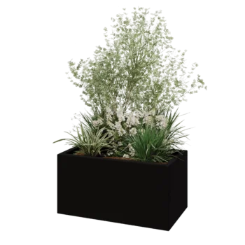 Stiklo pluošto vazonai - Stačiakampis - 80 x 40 x 40 cm - RAL9005 matinis (juodas) - Su dugnu