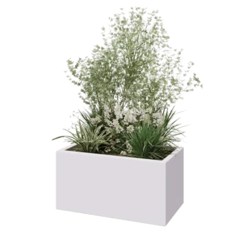 Stiklo pluošto vazonai - Stačiakampis - 80 x 40 x 40 cm - RAL9010 matinis (baltas) - Su dugnu