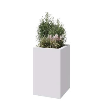 Stiklo pluošto vazonai - Kvadratinis - 50 x 50 x 80 cm - RAL9010 matinis (baltas) - Su dugnu