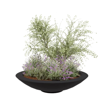 Stiklo pluošto vazonai - Dubuo - Ø 153 x 34 cm - RAL7021 matinis (juodai pilka) - Su dugnu