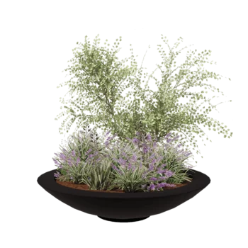 Stiklo pluošto vazonai - Dubuo - Ø 153 x 34 cm - RAL9005 matinis (juodas) - Su dugnu