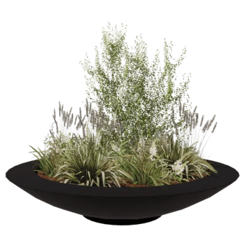 Stiklo pluošto vazonai - Dubuo - Ø 200 x 40 cm - RAL9005 matinis (juodas) - Su dugnu