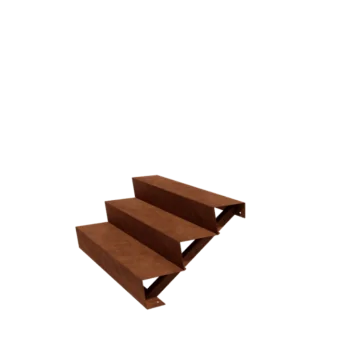 Corten plieno lauko laiptas - 3-pakopa - 72 x 120 x 51 cm