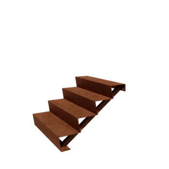 Corten plieno lauko laiptas - 4-pakopa - 96 x 100 x 68 cm