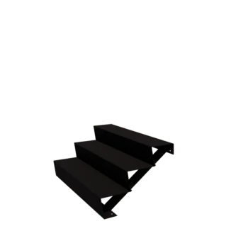 Plieninis lauko laiptas - 3-pakopa - 72 x 120 x 51 cm - RAL9005 matinė (juoda)