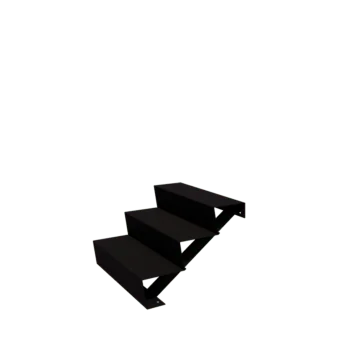 Plieninis lauko laiptas - 3-pakopa - 72 x 80 x 51 cm - RAL9005 matinė (juoda)