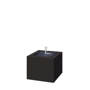 Aliuminio lauko fontanas - Lyra - 50 x 50 x 40 cm - RAL9005 matinė (juoda) - Su LED apšvietimu